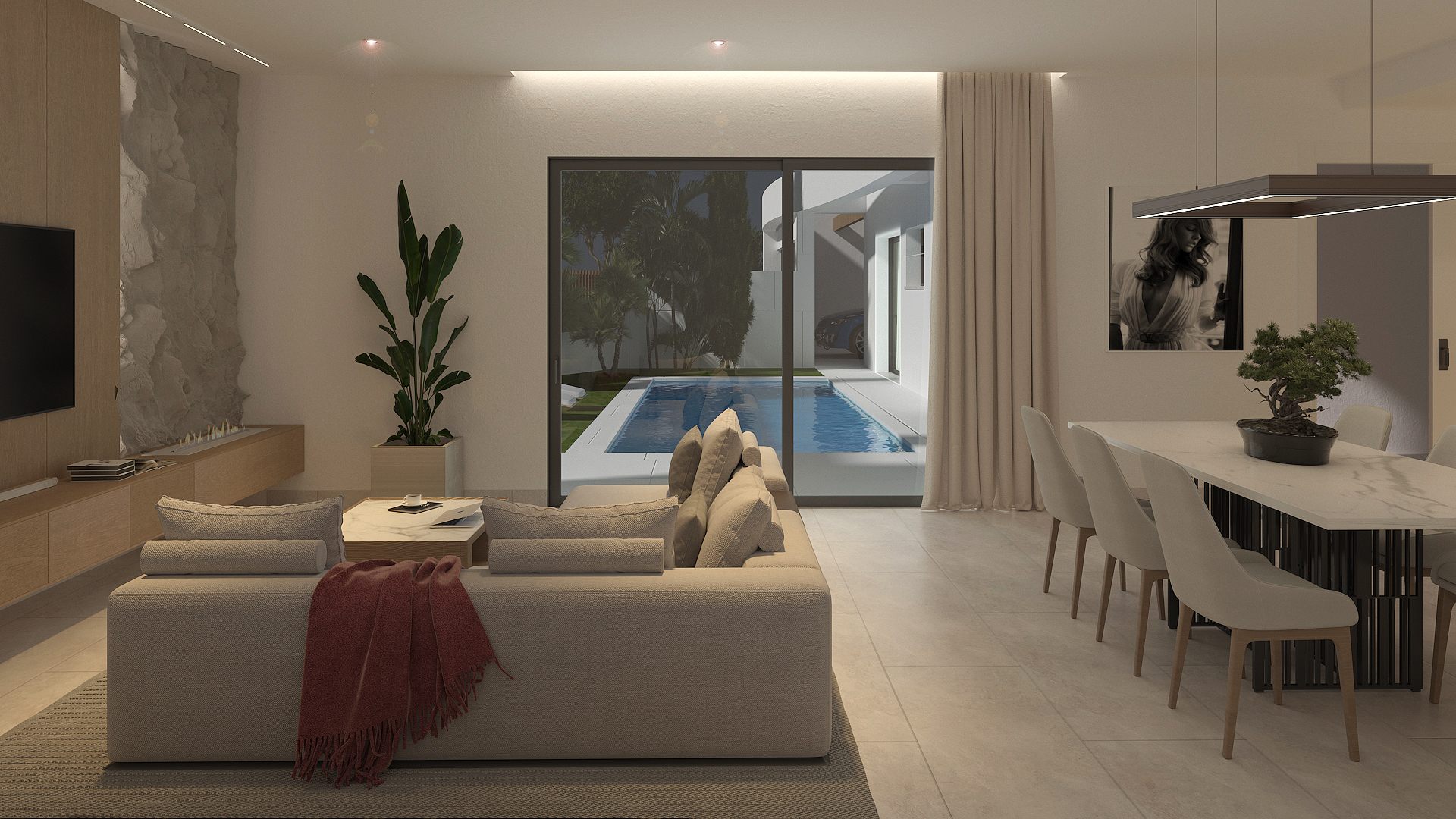 Salón comedor de la villa 24